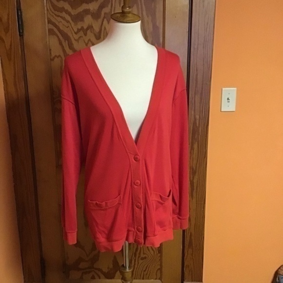 Red vintage 80s oversized slouchy cardigan - Picture 4 of 8